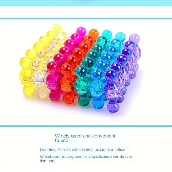Push Pin Magnets, 100 Pcs 7 Colors Refrigerator Magnets, Colorful and Practical - Picture 3 of 6